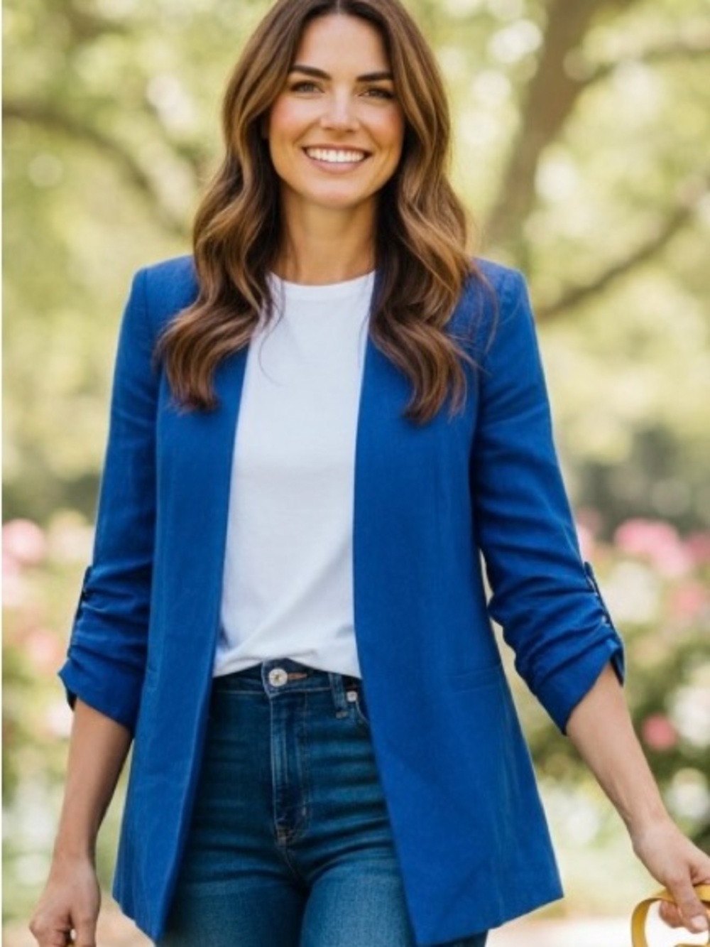 Alice + Olivia Cobalt Blue Open-Front Blazer